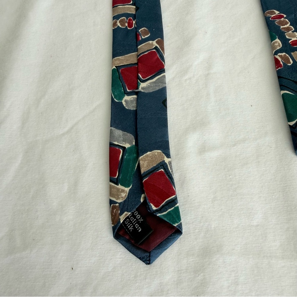 Vintage George Machado Zylos Silk Necktie Abstract Retro 90s Italian Silk - Picture 5 of 7